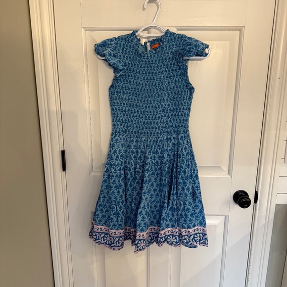 OLIPHANT Smocked Flirty Blue Short Dress in Fern Blue 1707 - Picture 4 of 12
